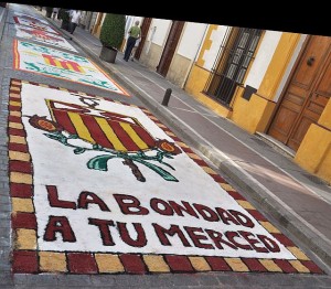 Sandbilder anlässlich einer Prozession (Jerez)